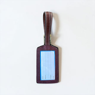 Tooled leather luggage tag