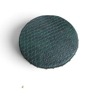 Green leather lazy Susan