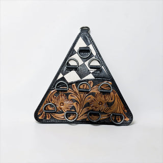 Checker tooled leather scarf holder