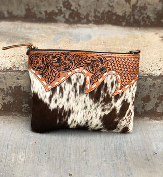 Cowhide Leather Tooled Crossbody