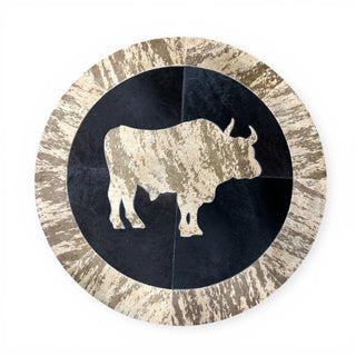 Bull cowhide patchwork rug 3x3’