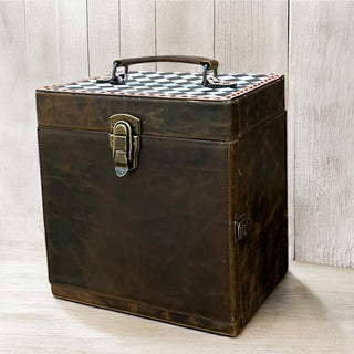 Checkerboard tooled leather jewelry Box