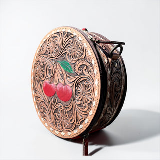 Cherry tooled leather canteen bag