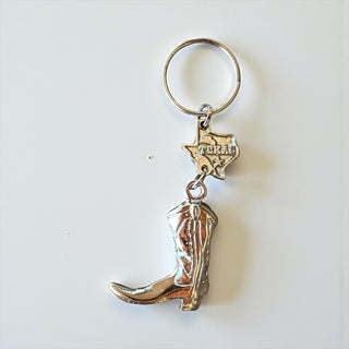 Cowgirl boot metal keychain