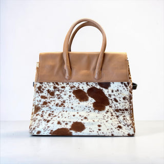 Tan leather & cowhide birkin bag