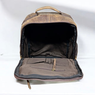 Rustic leather backpack