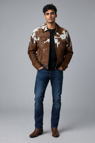Men genuine cowhide jacket (m)