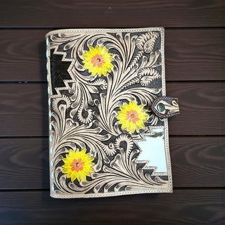 Blossom tooled leather bible cover