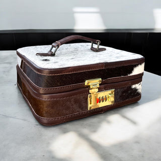 Cowhide & leather jewelry box with passcode