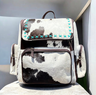 All cowhide turquoise backpack