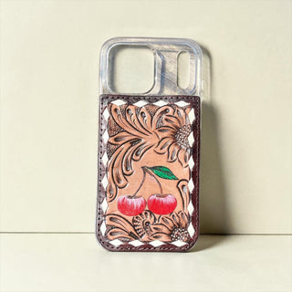 Cherry tooled leather 17iphone case