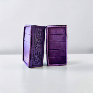 Purple tooled leather ring holder