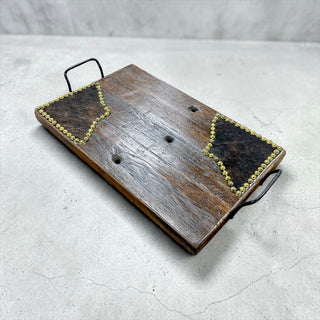 Wood/cowhide tray