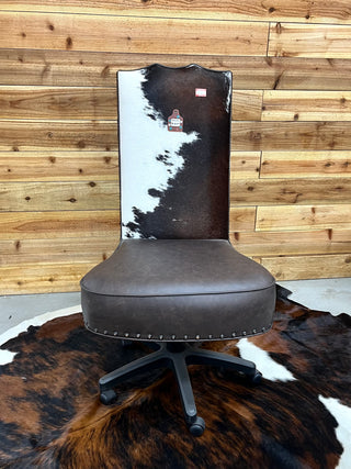 Tricolor genuine cowhide & leather armless office chairs