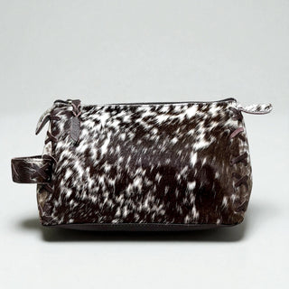 Brown all cowhide makeup bag