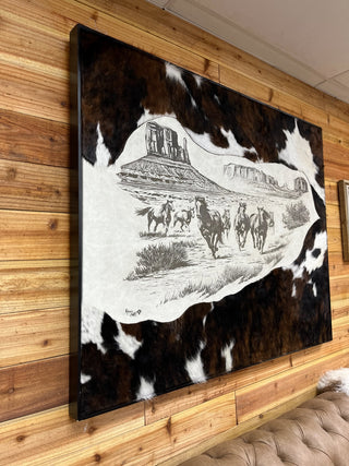 48x60 Cowhide & leather wall art