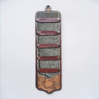 Cowhide & tooled leather buckle holder