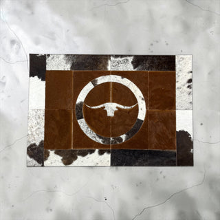 2x3ft Longhorn cowhide patchwork doormat