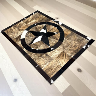 Star cowhide patchwork rug 4x6’