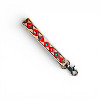 Aztec tooled leather wristlet band