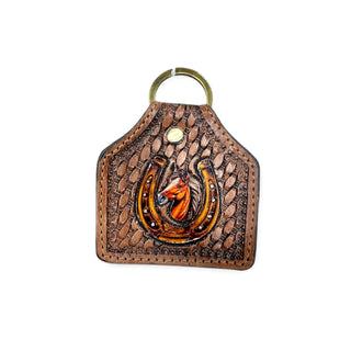 Horse tooled leather Keychain