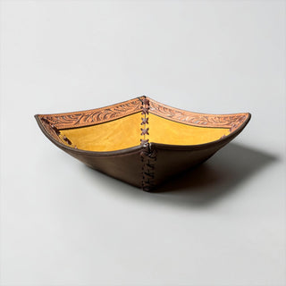 Tan leather bowl
