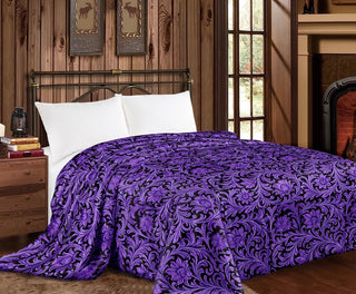 Purple floral Mia blanket - king size