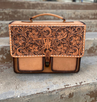 Burn Tooled Highland Leather briefcase