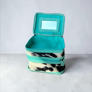 Turquoise leather & cowhide makeup box