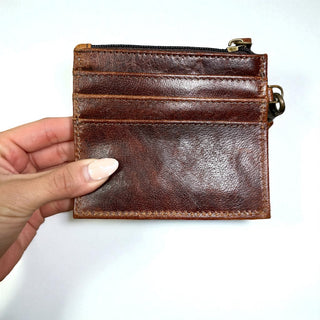 Cowhide wristlet card holder