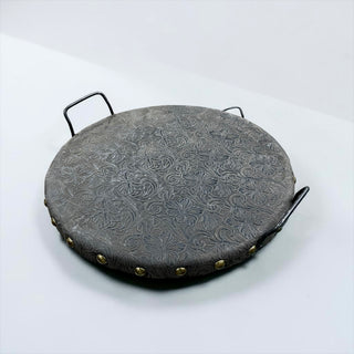 Chocolate tooled leather tray