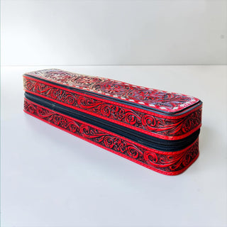 Red all tooled leather iron case