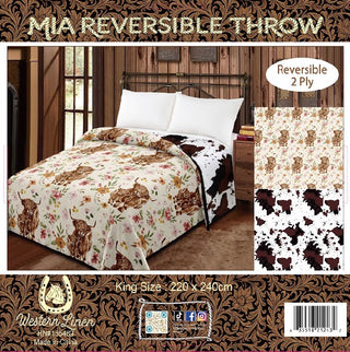 Reversible king Mia blanket - highland/cowprint