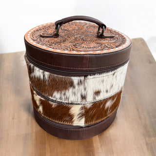 Hassel Tooled leather & cowhide jewelry box