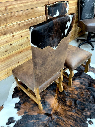 Genuine cowhide & leather armless dinning chair