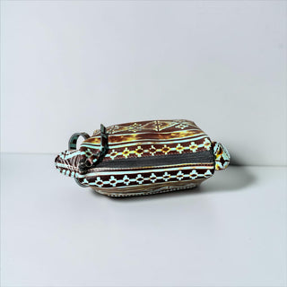 Aztec embossed leather makeup bag