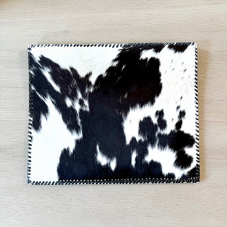 Black all cowhide placemat