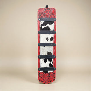 Red tooled leather & cowhide buckle holder