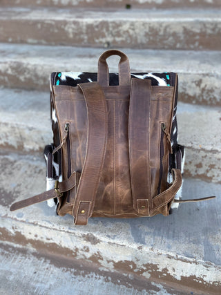 Tooled Leather & Cowhide Backpack