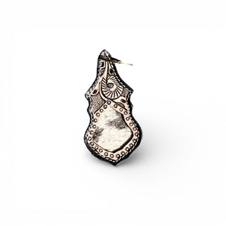 Tooled leather & cowhide keychain