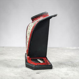 Red tooled leather & cowhide necklace display