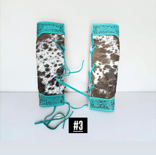 Turquoise cowhide bouquet wrap