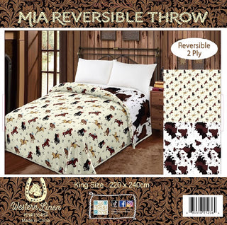 Reversible king Mia blanket - yellow rodeo/cowprint