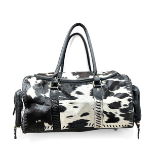 Black all cowhide duffle bag