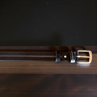 Black onyx leather belt