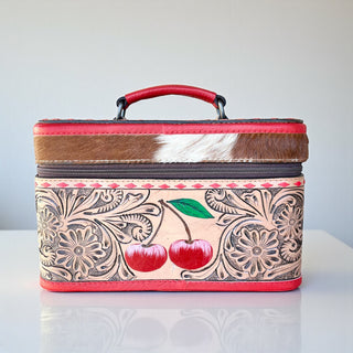 Cherry tooled leather jewelry box