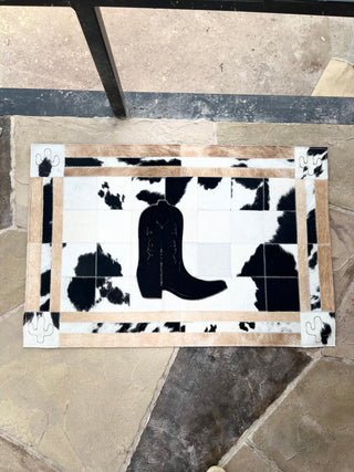 2x3’ Cowboy boot cowhide patchwork doormat