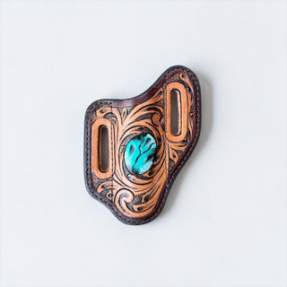 Turquoise tooled leather knife sheath