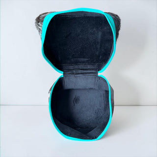 Turquoise tooled leather & cowhide makeup box