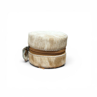 Round All cowhide mini jewelry box